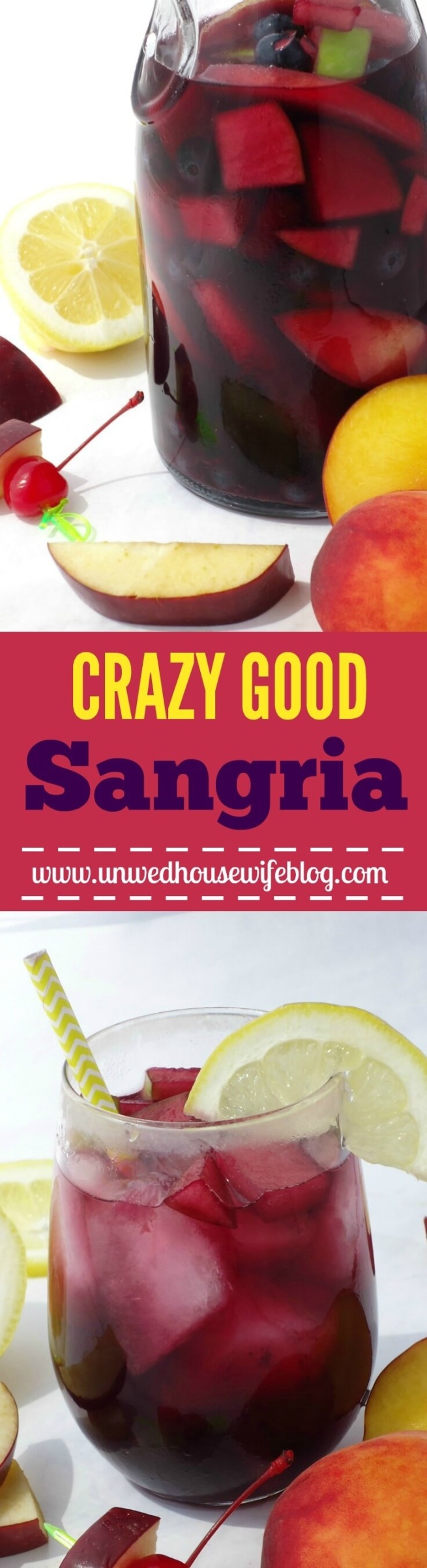 Sangria | Unwed Housewife | This sangria recipe is crazy good! Made with Spanish wine, rum, and fresh fruit, you’re going to love this crazy good sangria.
